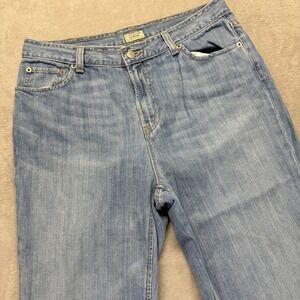 Vintage LL Bean Jeans Women's 14 Regular Cropped Wide Leg Light Wash‎ Blue Denim